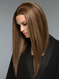 Blonde 18-Inch Straight Wig – Long Human Hair Without Bangs