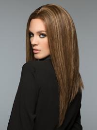 Blonde 18-Inch Straight Wig – Long Human Hair Without Bangs