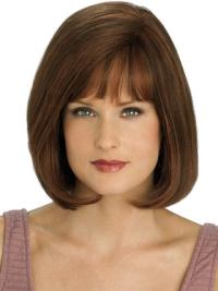 Affordable Silk Top Wig – Auburn Chin Length Bob in Human Hair