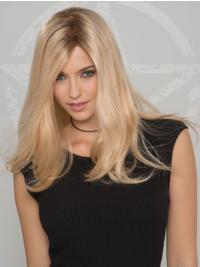 Blonde Human Hair Wig 16 Inch – Long Straight Style Without Bangs