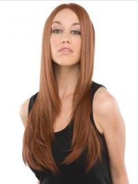 Long Auburn Straight Lace Front Wig – Human Hair Without Bangs