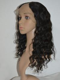 18" Long Curly Black Wig – High Quality 100% Human Hair