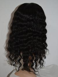18" Long Curly Black Wig – High Quality 100% Human Hair