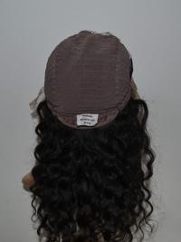 18" Long Curly Black Wig – High Quality 100% Human Hair