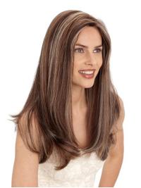 22" Straight Light Brown Human Hair Wig – Lace Front Natural Look