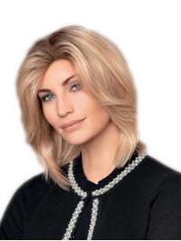 Layered Straight Blonde Wig – 12 Inch, Good Hand-Tied Real Hair