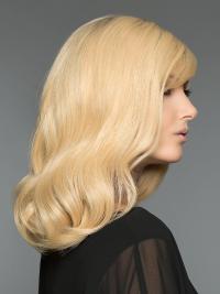 Blonde Wavy Wig – 16 Inch Long, Hand-Tied Real Human Hair