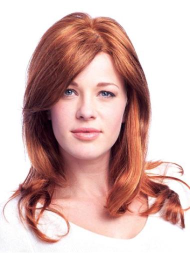 Wavy 20" Soft Auburn Long Human Hair Wig – Natural & Stylish