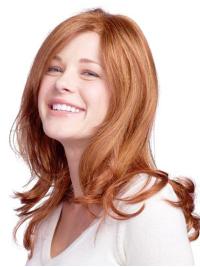Wavy 20" Soft Auburn Long Human Hair Wig – Natural & Stylish