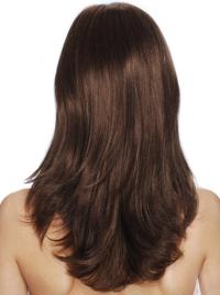 Suitable Straight Long Brown Wig – 100% Human Hair, Hand Tied for Comfort
