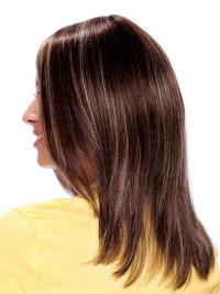 Medium Length Auburn Human Hair Wig – Straight Style