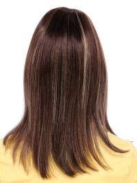 Medium Length Auburn Human Hair Wig – Straight Style