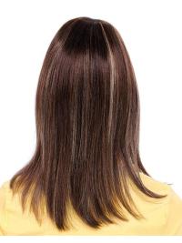 Layered Brown Human Hair Wig – Shoulder Length