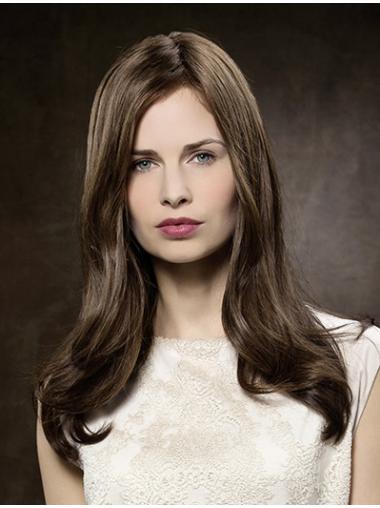 100% Hand-Tied Brown Long Wig – High Quality Real Human Hair, No Bangs