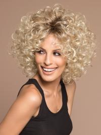 Curly Blonde Medium Length Synthetic Wigs Incredible Style