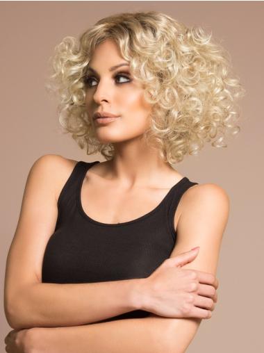 Curly Blonde Medium Length Synthetic Wigs Incredible Style