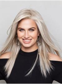 Long Grey Synthetic Wig 16" Straight for Daily Wear