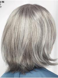 Straight Chin Length 12" Grey Lace Synthetic Wig for Women
