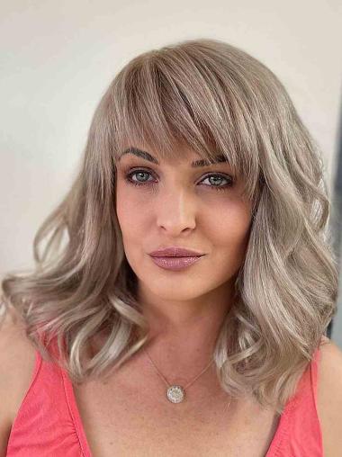 14 Inch Blonde Wavy Lace Front Synthetic Wig – Shoulder Length