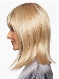 Medium Length Blonde Straight Layered Synthetic Wig for Women