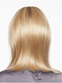 Medium Length Blonde Straight Layered Synthetic Wig for Women