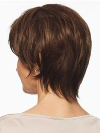 Ladies Short Boycut Wig – Brown Straight Synthetic Hair, No-Fuss
