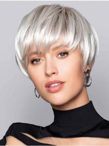 Short Cropped Grey Wig – Straight, Capless Design for a Sleek Look
