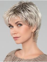 Straight Short 8" Capless Affordable Grey Wigs for Women