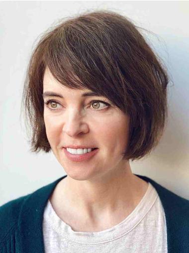 Brown 8" Short Bob Lace Front Straight Synthetic Wig for Women