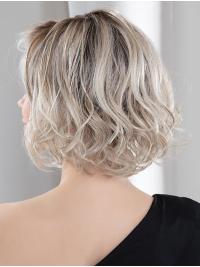 Blonde Synthetic Chin-Length Wavy Bob Haircut Wig Online