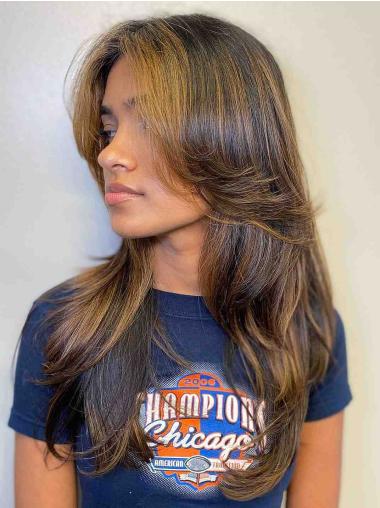 Lace Front Long Hair Wig - 20" Layered Wavy Ombre, Two-Tone Colors