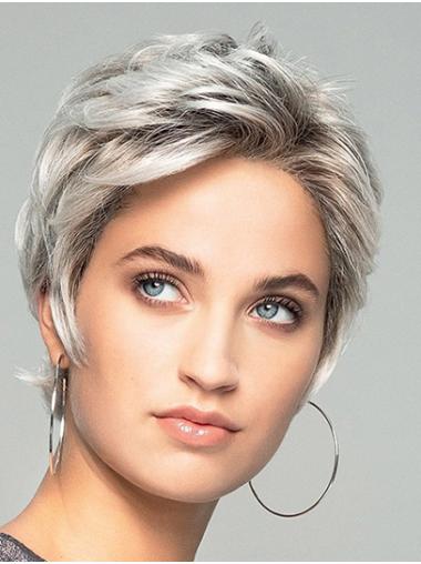 Short Wavy Synthetic Boycuts Wig for Women - Mono Lace Front