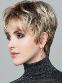Short 6" Blonde Synthetic Wig – Layered Straight Capless Cap