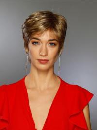 Short Blonde Boycut Wig – 100% Hand-Tied Straight Synthetic Hair for a Natural Look