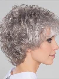 8" Short Curly Grey Wig Lace Front Natural Look Wigs