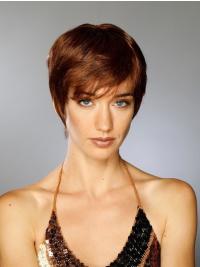 Short Brown Synthetic Boycuts Wig Straight 100% Hand-Tied Hairstyle