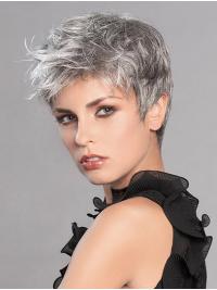 Short 6 Inch Layered Platinum Blonde Wig Synthetic Straight Natural Style