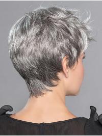Short 6 Inch Layered Platinum Blonde Wig Synthetic Straight Natural Style