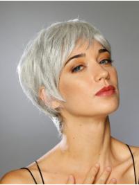 Synthetic Short Grey Wig Boycuts for Women