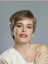 100% Hand-Tied Synthetic Short Blonde Boycut Wig Perfect Straight Style