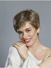 100% Hand-Tied Synthetic Short Blonde Boycut Wig Perfect Straight Style