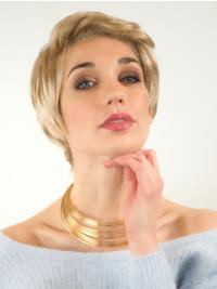 Blonde Straight Boycut Wig – Short Synthetic Lace Cap Easy Wear Design