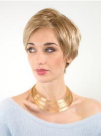 Blonde Straight Boycut Wig – Short Synthetic Lace Cap Easy Wear Design