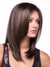 Auburn Long Straight Synthetic Wig Without Bang