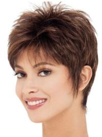 Brown Short Straight Synthetic Wig Cropped Boycuts
