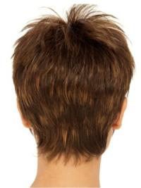 Brown Short Straight Synthetic Wig Cropped Boycuts