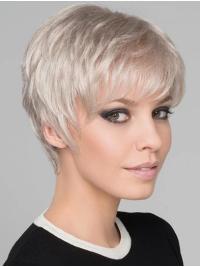 Wavy 4" Platinum Boycut Short Wig for Women