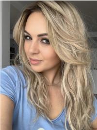 18" Capless Synthetic Long Wig with Bangs Flexible and Comfortable