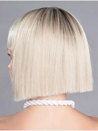 12" Straight Platinum Blonde Chin Length Bobcut Wig