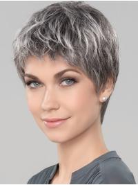 6" Straight Short Grey Wig – Synthetic Hair Online